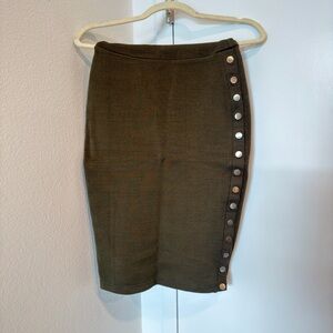 MARSTE Midi Button Skirt in Olive Green (Size Small, 4-6)